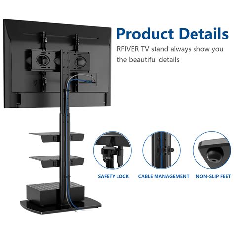 RFIVER Universal TV Floor Stand With 3 Shelves For 32 65 Flat