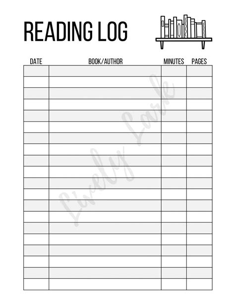 Reading Log Printable Instant Download Goodnotes Friendly - Etsy