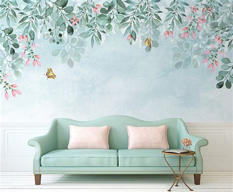 Floral Wallpaper Mural Flower Wall Mural Botanical - Etsy