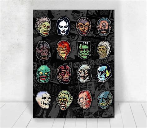 16 Horror Movie Monsters Art Poster - Creepbay