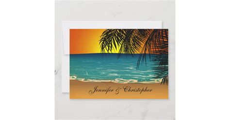 Tropical Beach At Sunset Wedding Invitation Zazzle