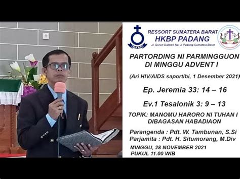 Ibadah Minggu Hkbp Padang Advent I Minggu November Pdt