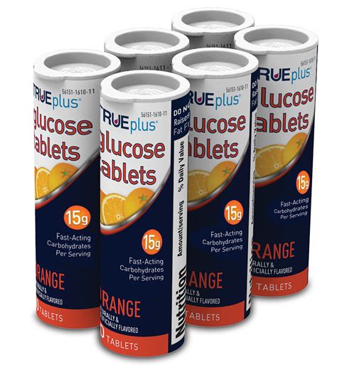 Trueplus Orange Glucose Tablets 60 Count Pack Of 6