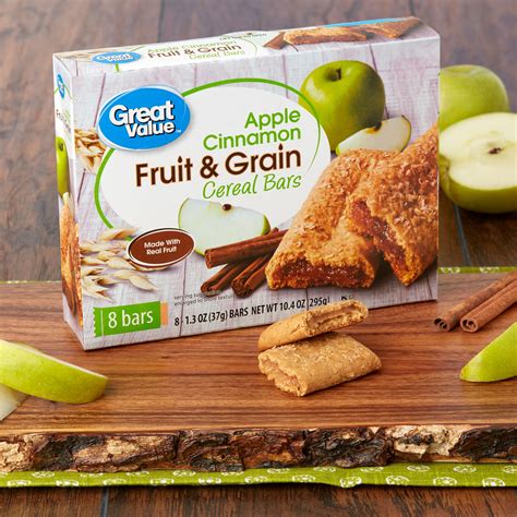 Great Value Fruit And Grain Cereal Bars Apple Cinnamon 104 Oz 8 Count