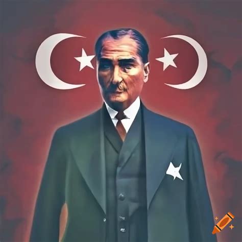 Image of atatürk on a 100 turkish lira bill with turkish flag in the