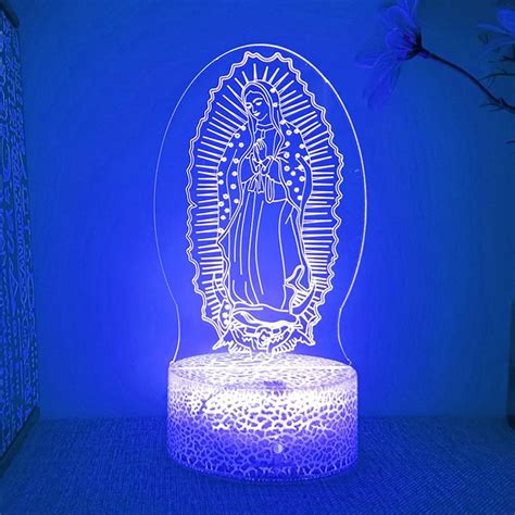 Jinnwell 3D Virgen María Luz Nocturna Lámpara Ilusión 7 Cambio de Color