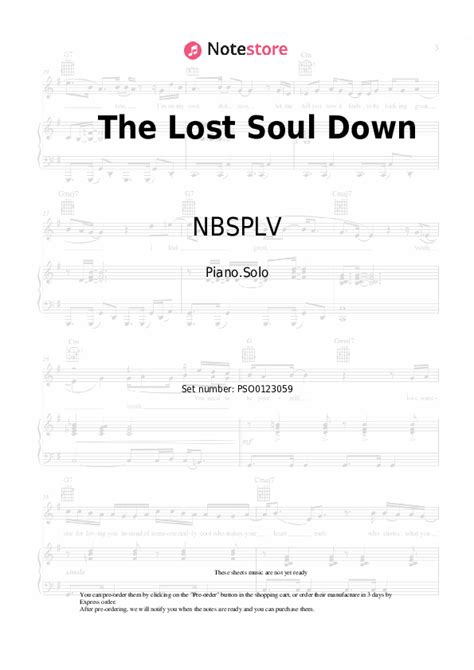 The Lost Soul Down Piano Sheet Music NBSPLV In Note Store Piano