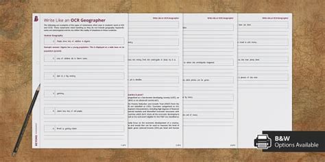 Write Like An Ocr Geographer Worksheet Teacher Made