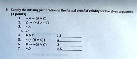 Solved Supply The Missing Justification In The Formal Proof Of