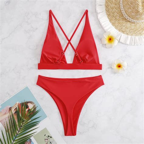 Qyzeu Swimsuit For Women 2024 2 Piece Womens High Waisted Thong Bikini