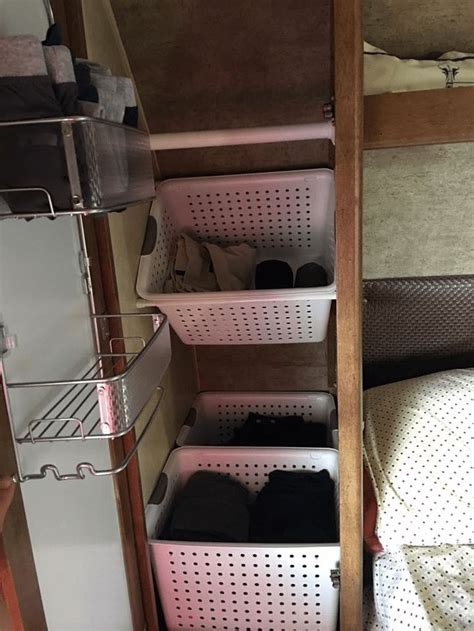 41 Brilliant Storage Ideas For Rv Travel Trailers For Spring And Summer Camper Storage Camper