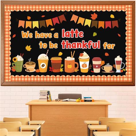 Thanksgiving Latte Bulletin Board Set Fall Coffee Cup Bulletin Board Classroom Decoration Autumn