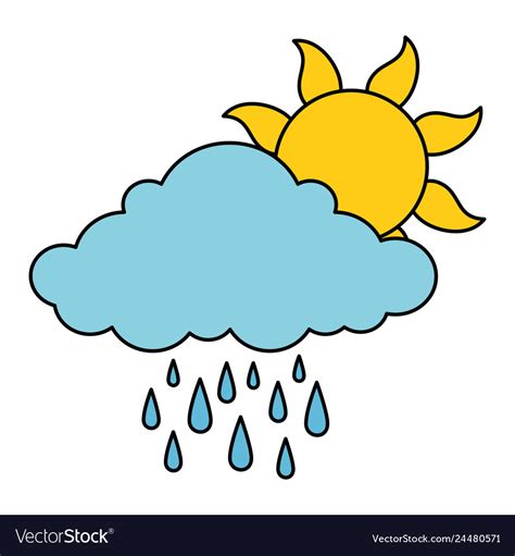 Summer Sun With Rain Royalty Free Vector Image