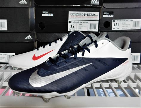 Nike Vapor Talon Elite Low D Football Cleats 15 White Navy Silver Red