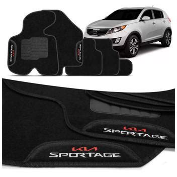 Jogo De Tapete Carpete Kia Sportage A Preto Logo Bordado