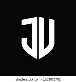 Ju Logo Monogram Shield Shape Design Stock Vector Royalty Free