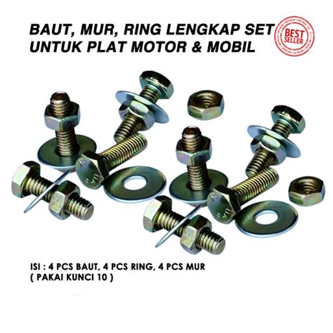 Baut Plat Nomor Baud Ring Mur Tatakan Dudukan Plat Set Lazada Indonesia