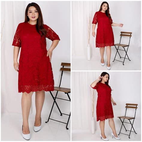 Jual Size S Xxl Dress Big Size Brukat Jumbo Dres Brokat Xxl Bigsize