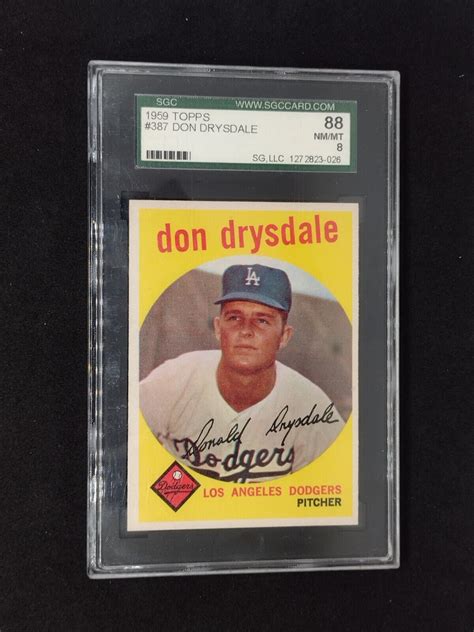 Topps Don Drysdale Sgc Nm Mt Los Angeles Dodgers Ebay