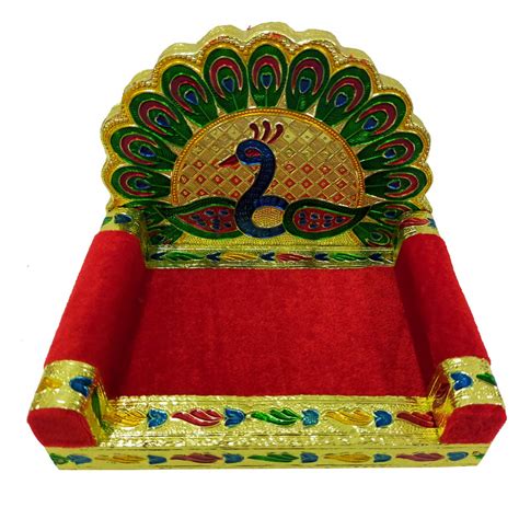 Buy Ecommall Laddu Gopal Singhasan Meenakari Work Wooden Handcrafted