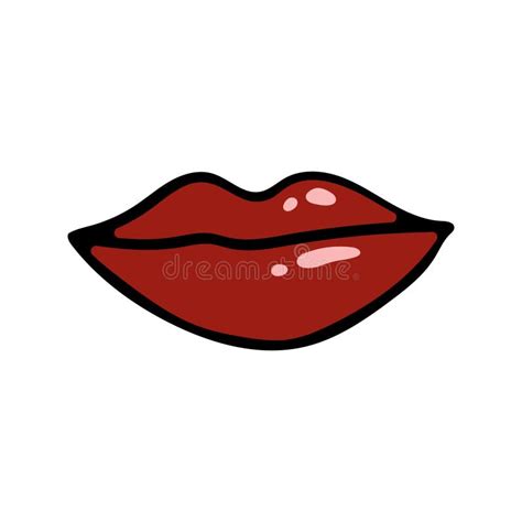 Vector Female Lips Hand Draw Isolate Lips In Doodle Style Stock