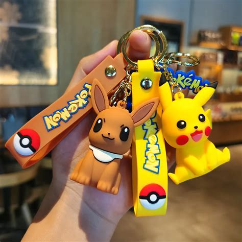 Pokemon Action Figure Pikachu Keychain Anime Cute Snorlax Eevee