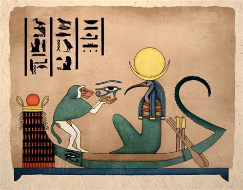 Egyptian Art Print Thoth Ancient God Of Knowledge Etsy Arte Egipcio