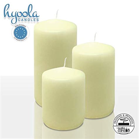 Hyoola Ivory Pillar Candles 3x4 Inch Unscented Pillar Candles 6 Pack European Made