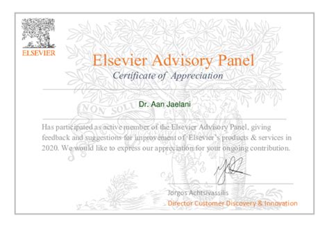 Pdf Elsevier Advisory Panel Certificate Of Appreciation Aan Jaelani Scopus Id 57195963463