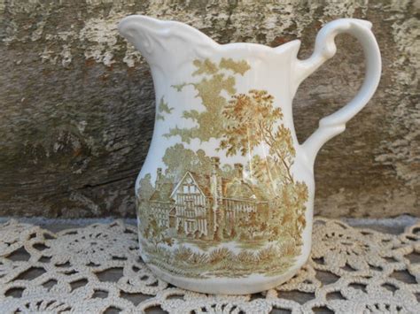 Green Transferware Creamer Pitcher J G Meakin Avondale Etsy