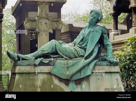 Statue Of Nicholas Kamienski On Tomb At Montmartre Cemetery In Paris