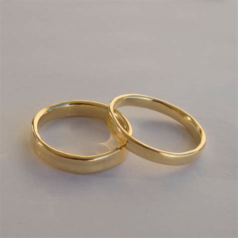 His and Hers Wedding Rings 14k Gold Rings Simple gold