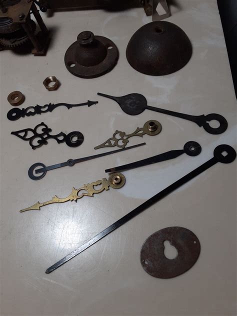 Lot Of Vintage Antique Clock Parts Movement Bell Parts Hands Cuckoo