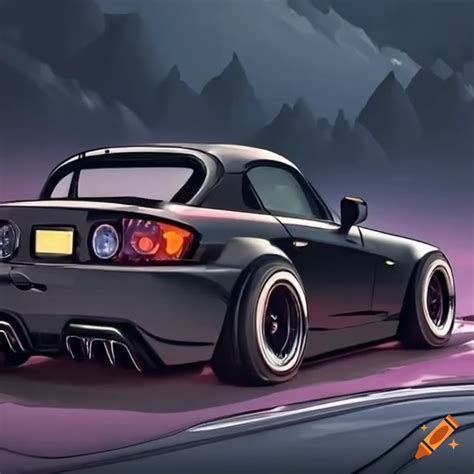 Honda S2000 With Black Spoiler In Anime Style On Mountain Road On Craiyon