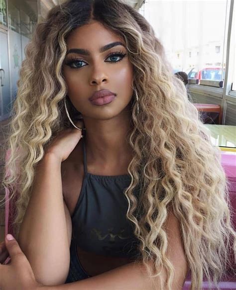 Fencca Ombre Blonde Long Curly Wigs For Women Heat Synthetic Curly Hair