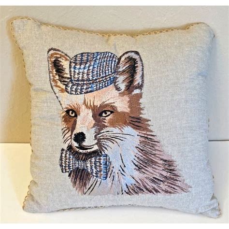 Pier Accents Pier Accent Toss Pillow Embroidered Fox With Hat