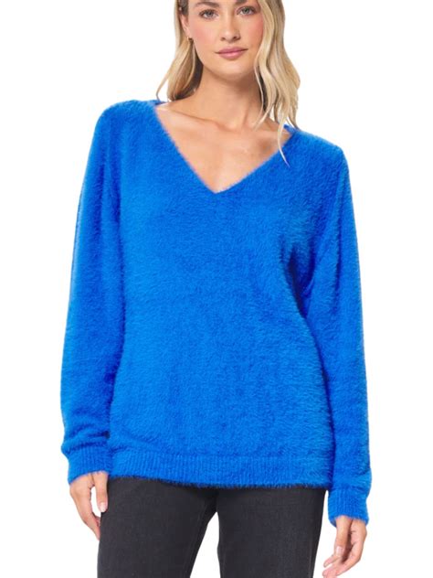 Vintage Havana Fuzzy Tunic Sweater In Cerulean Cotton Island Women S