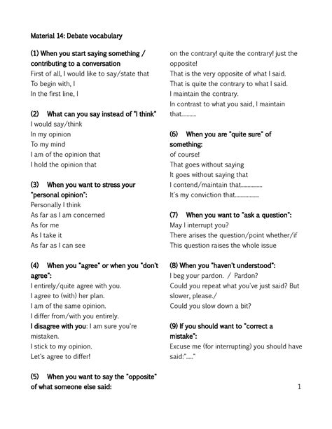 Key Debate Vocabulary Words 1