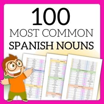 The Most Common Spanish Nouns Translation To English Tpt