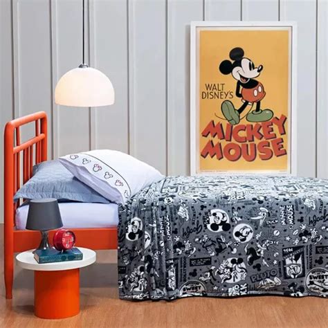 Manta Casal Queen Flannel Mickey Minnie 100 Anos Cinza MercadoLivre