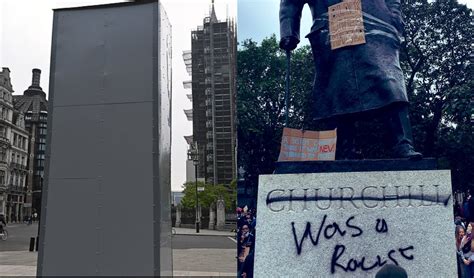 After Being Daubed Racist Winston Churchill Statue Boarded Up Over