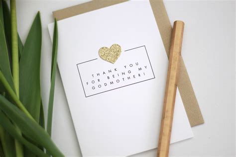 Thank You For Being My Godmother Card With Gold Glittered Etsy Ireland