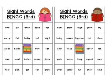 Sight Words Rd Grade Bingo Game By Replay Learning Tpt