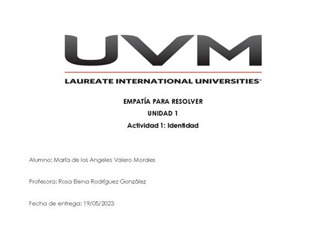 A1 MVM Actividad 1 Identidad EMPATÍA PARA RESOLVER UNIDAD 1