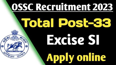 Odisha Study Point OSSC Excise SI Recruitment 2023 Notification Out