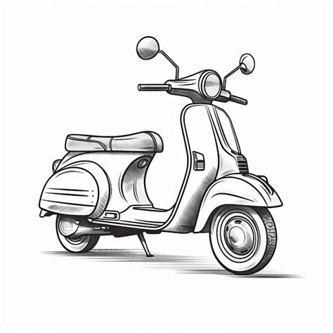 Premium Ai Image Handdrawn Vespa Retro Scooter Illustration In Smooth