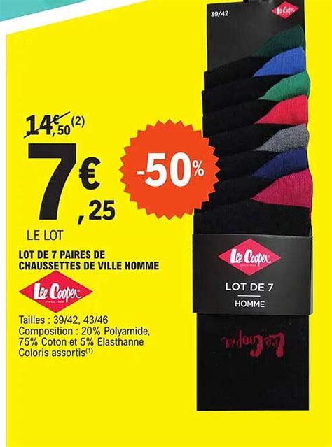 Promo Lot De Paires De Chaussettes De Ville Homme Lee Cooper Chez E