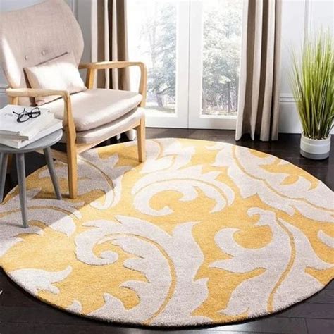 Latest Carpet Modern Interior Yellow Base Handmade Tufted Soft Woolen