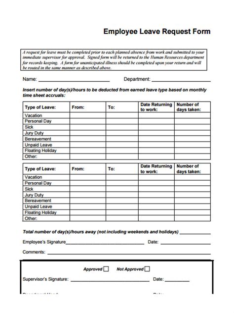 Free Leave Request Forms In Pdf Ms Word Excel