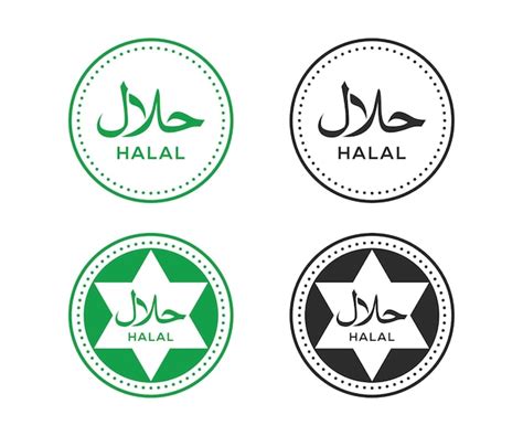 Premium Vector Halal Food Label Collection Round Style Halal Logo Design